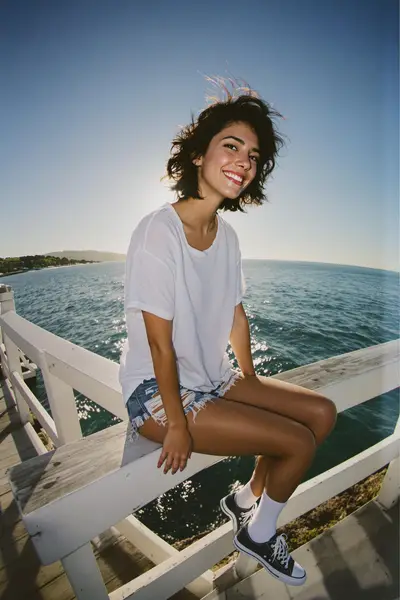 Cinematic 90s Summer Pier Photography Prompt — Gemini prompt variation 2