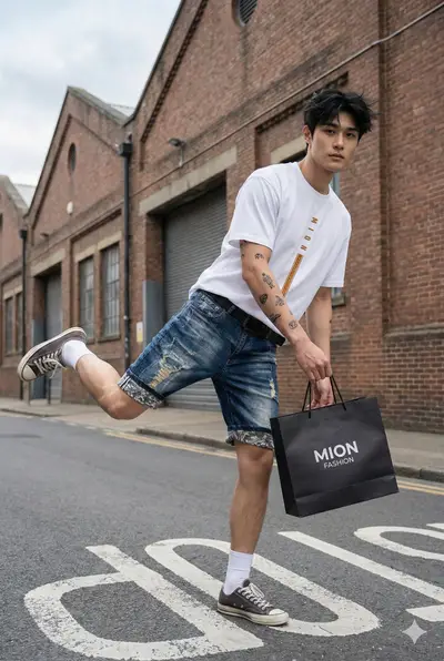 Korean Streetwear Men's Urban Fashion Portrait Prompt — Midjourney prompt variation 2