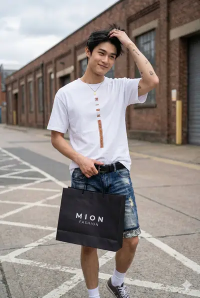 Korean Streetwear Men's Urban Fashion Portrait Prompt