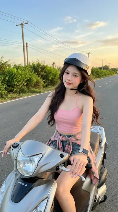 Titanium Silver Scooter Golden Hour Lifestyle Prompt — Midjourney prompt variation 7