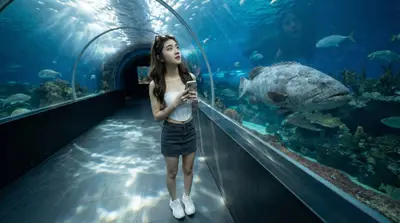 Midjourney Underwater Aquarium Fashion Portrait Prompt — Midjourney prompt variation 4