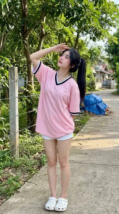 Pastel Pink Athletic Top Rural Village Portrait Prompt