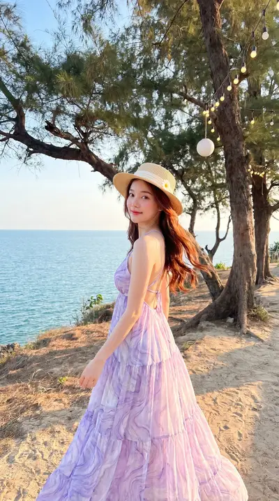 Lavender Marble Chiffon Maxi Dress Cliffside Lookbook