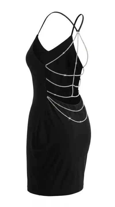 Backless Chain Silk Dress Japanese Zen Restaurant Portrait — Midjourney prompt variation 9