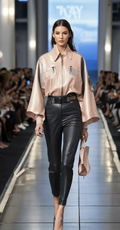 Hyper-Realistic High-Fashion Female Pilot Runway Photography — Gemini prompt variation 2
