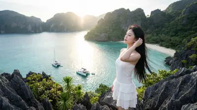 Tropical Turquoise Bay Cinematic Portrait Photography — Midjourney prompt variation 8