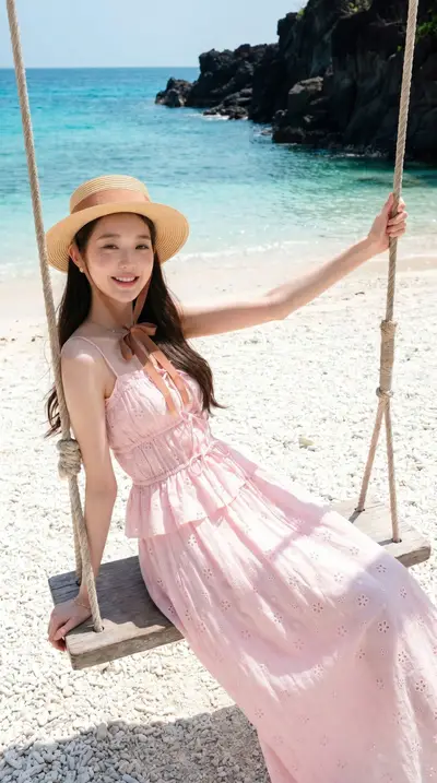 Midjourney Pink Eyelet Summer Fashion Photography Prompt — Gemini prompt variation 2