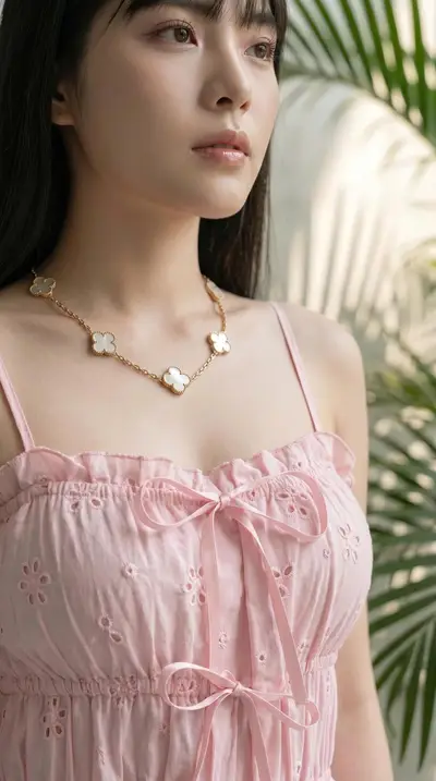 Midjourney Pink Eyelet Summer Fashion Photography Prompt — Gemini prompt variation 7