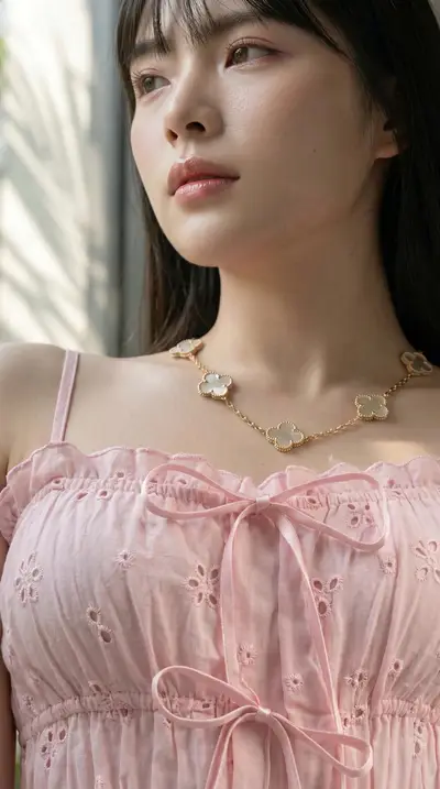 Midjourney Pink Eyelet Summer Fashion Photography Prompt — Gemini prompt variation 3