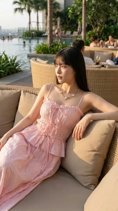 Midjourney Pink Eyelet Summer Fashion Photography Prompt — Gemini prompt variation 4